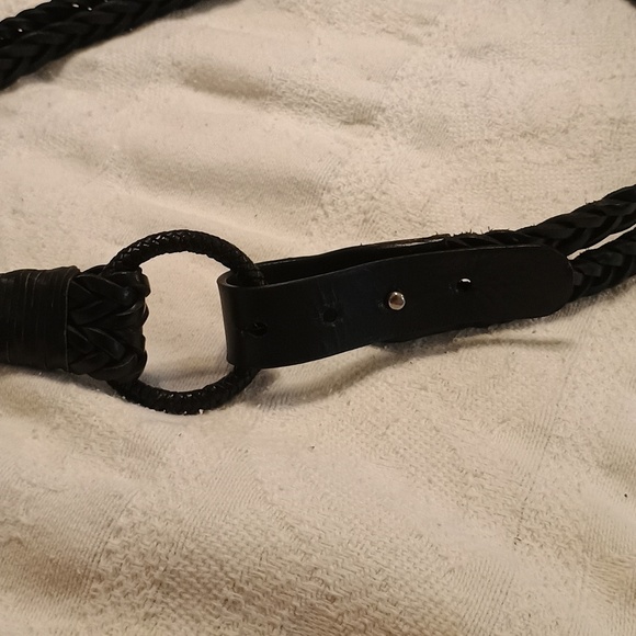 Black Leather Weave  Double Tier Belt Circle Unique Leather Buckle Vintage main image 5